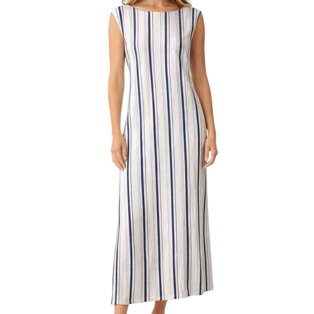 NWT Cupcakes and Cashmere Striped Maxi Dress Small Sleeveless Blue Cream